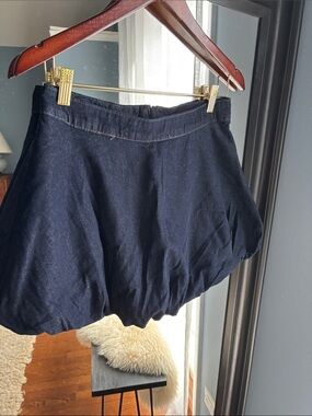 Mango Navy Bubble Jean Skirt